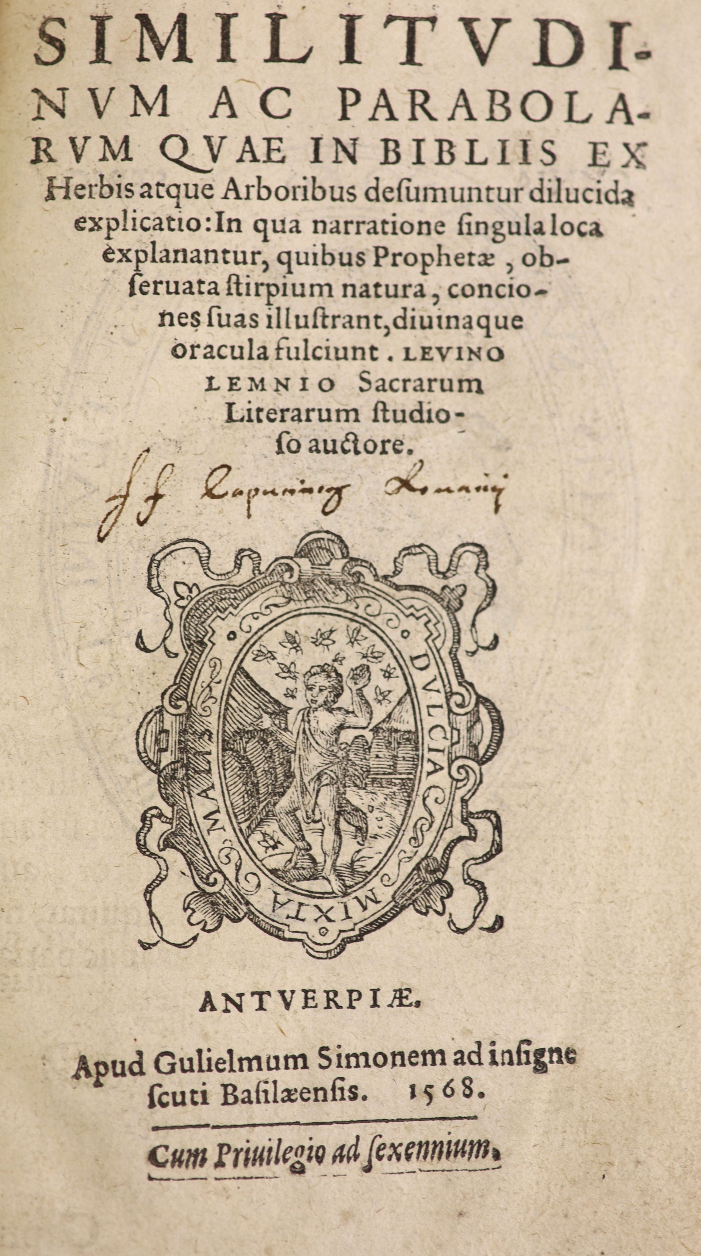 Lemnius, Levinus. Similitudinum ac Parabolarum quae in Biblis ex Herbis atque Aboribus ...